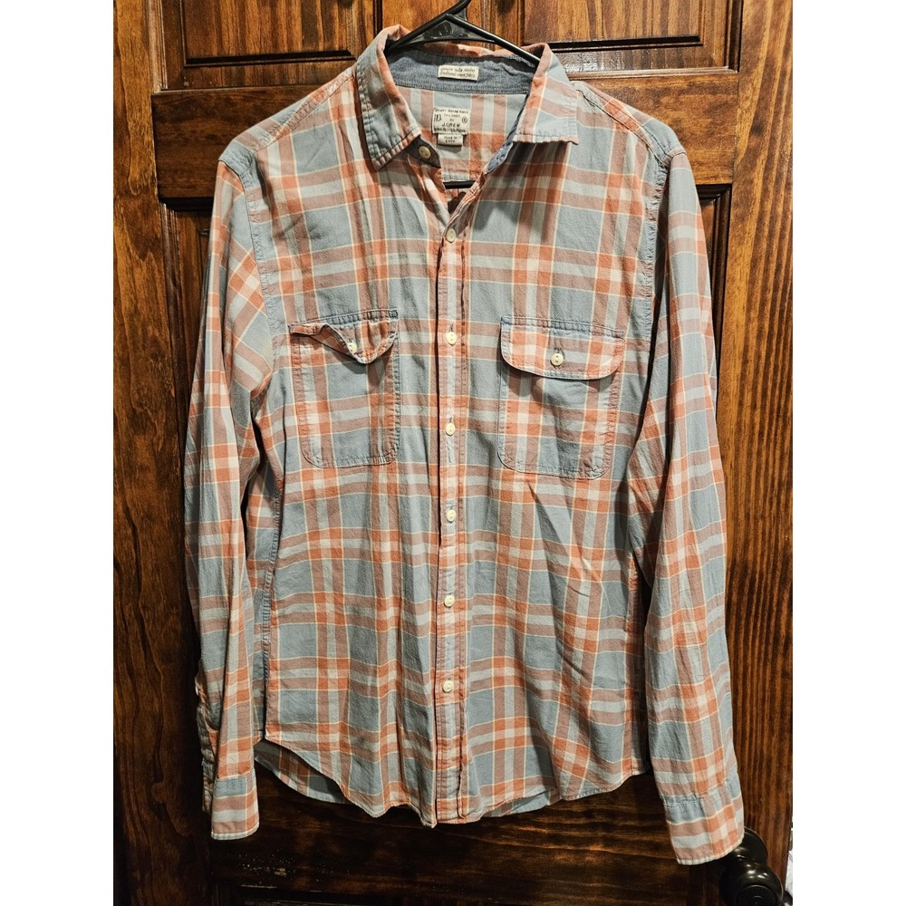 J Crew Men Small Indian Madras Woven Fabric 100% Cotton Button Up Long Sleeve
